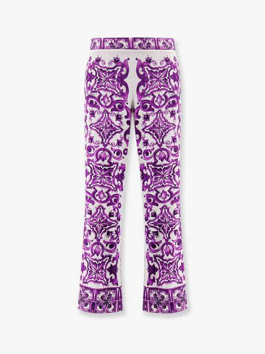 Dolce & Gabbana Women Silk Trousers With Maiolica Print