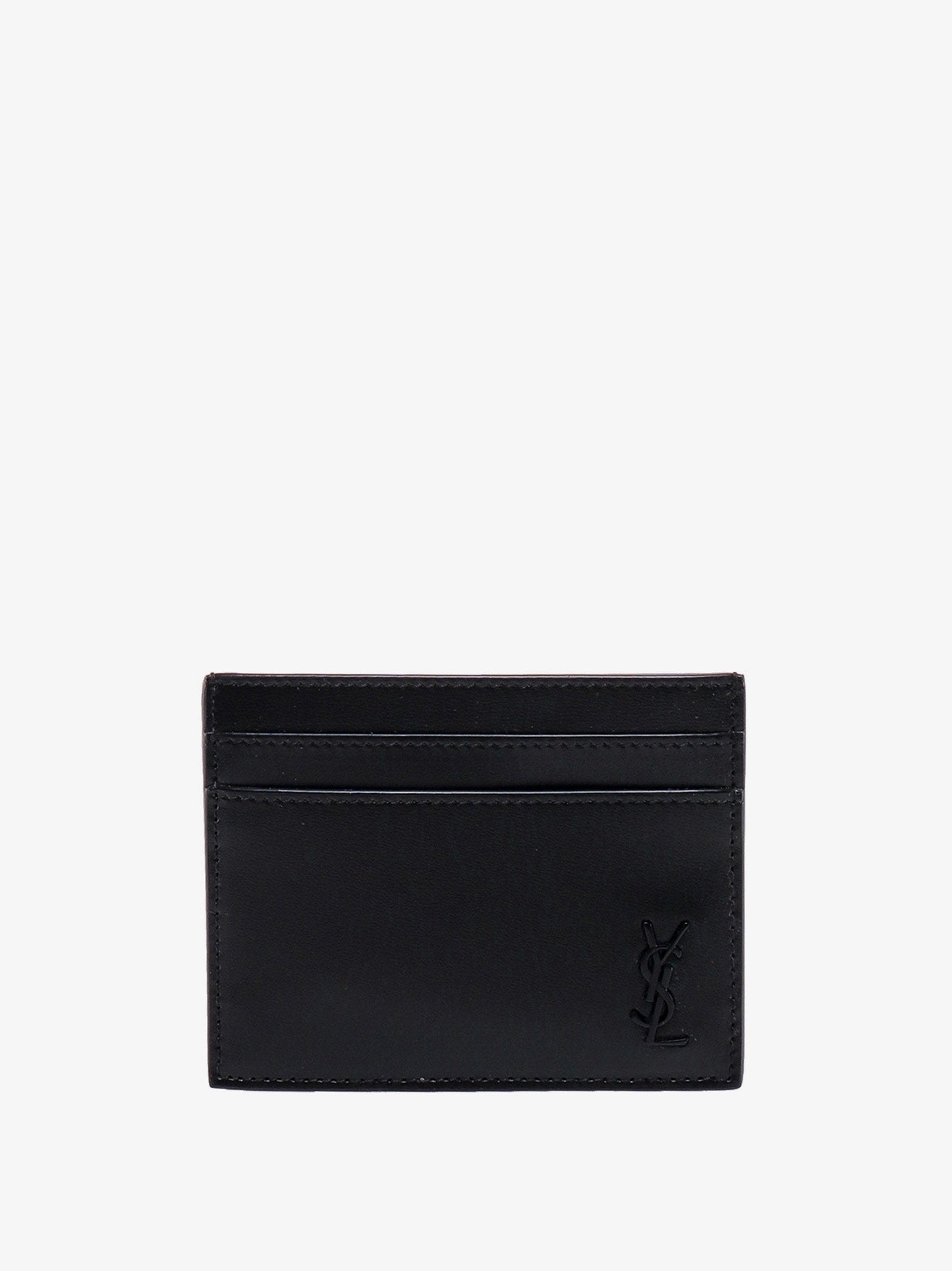 Saint Laurent Men Leather Card Holder With Frontal Monogram
