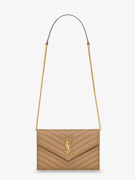 Saint Laurent Women Envelope Leather Shoulder Bag