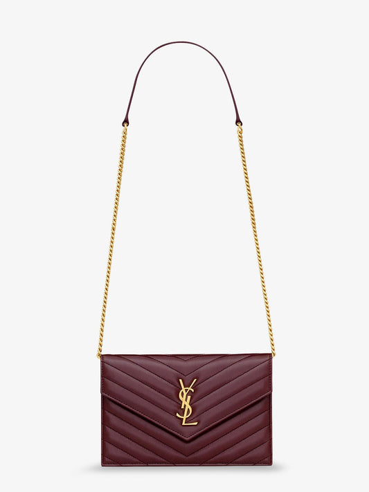 Saint Laurent Women Envelope Leather Shoulder Bag