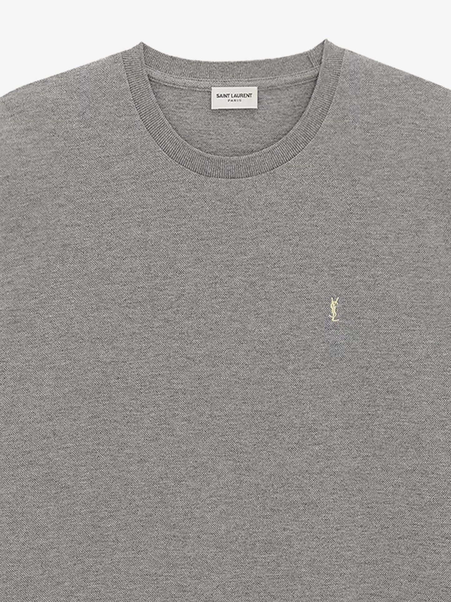 Saint Laurent Men Recycled Material T-Shirt With Cassandre Embroidery