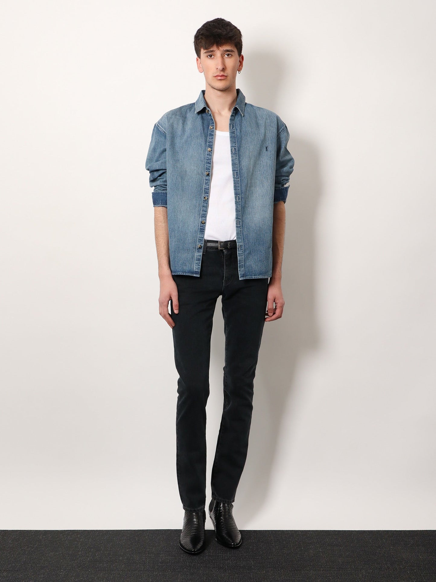 Saint Laurent Men Cassandre Denim Shirt