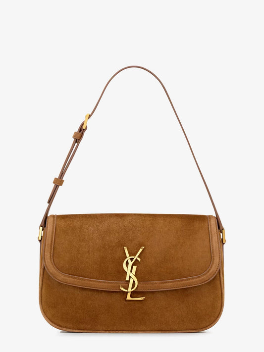Saint Laurent Women Solferino Medium Suede Shoulder Bag
