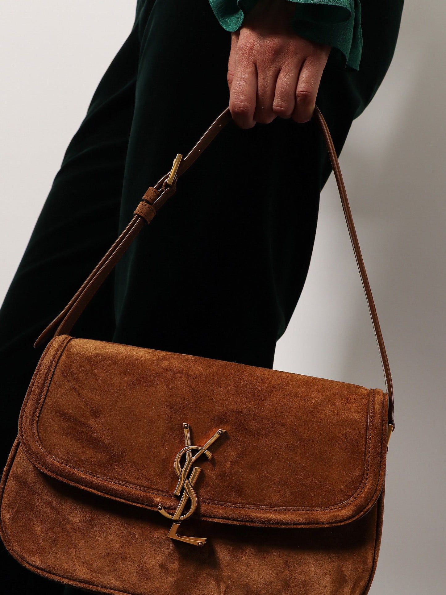 Saint Laurent Women Solferino Medium Suede Shoulder Bag