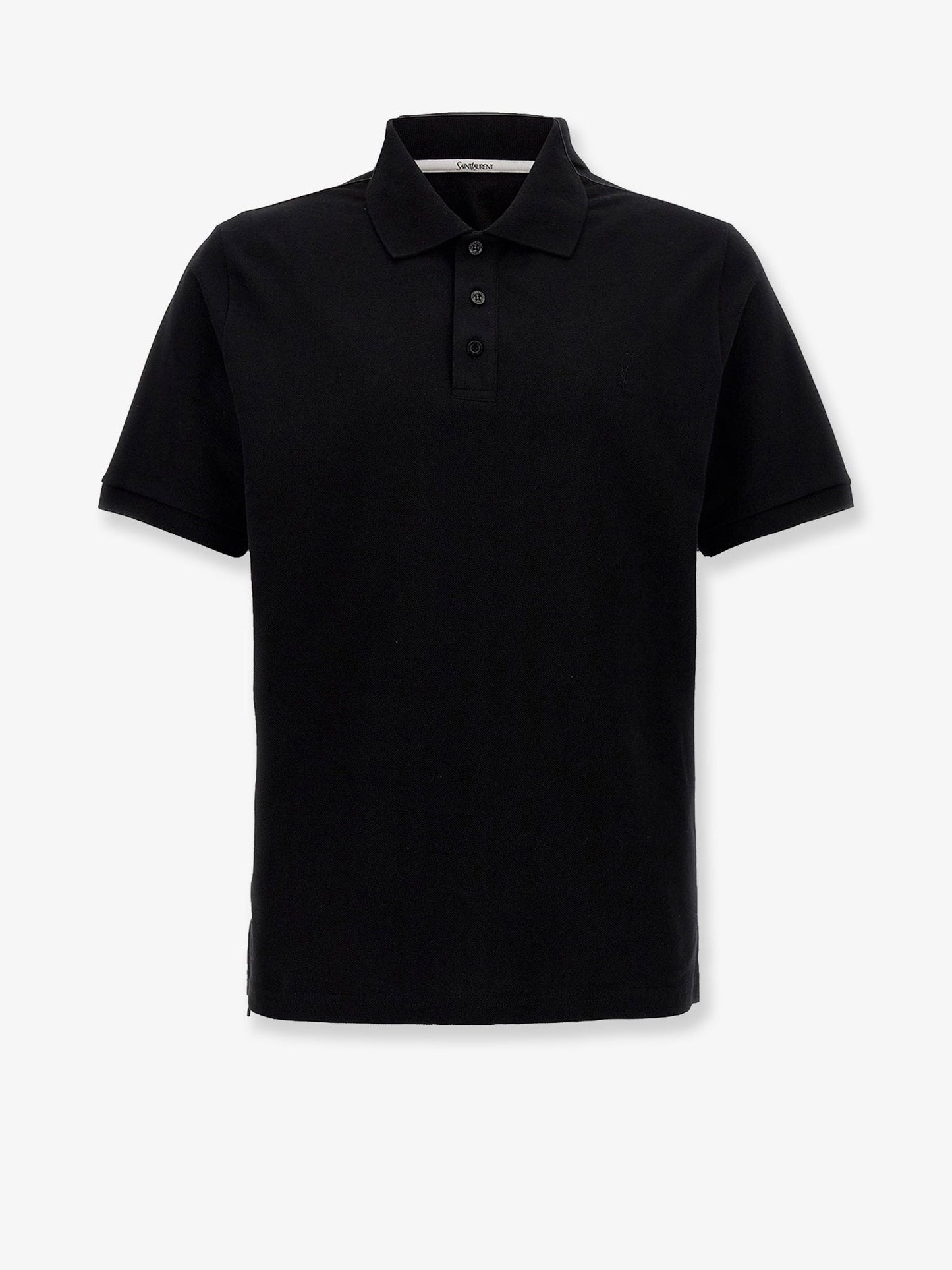 Saint Laurent Men Cotton Blend Polo Shirt With Cassandre Embroidery