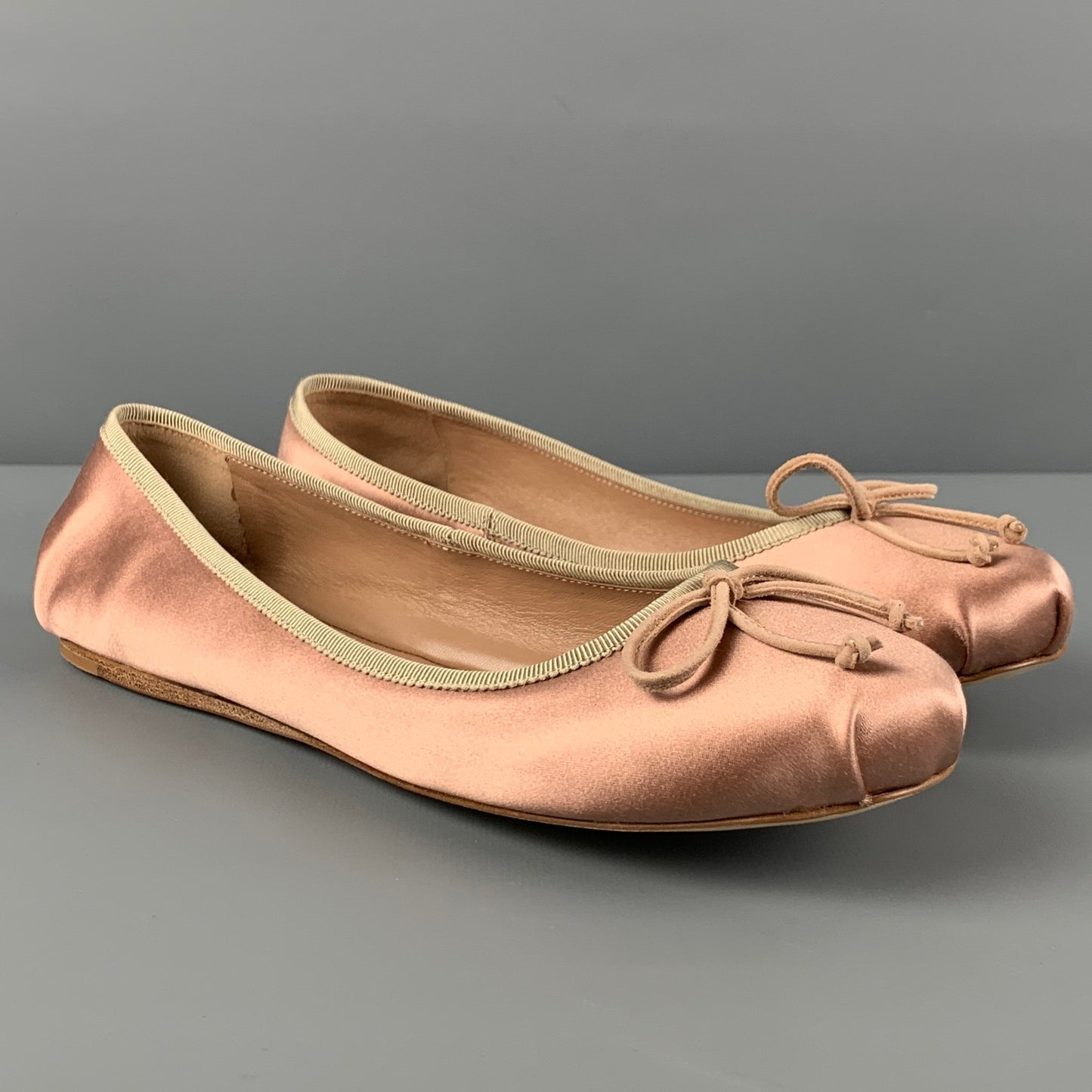 PRADA Size 7 Champagne Silk Ballerina Donna Flats