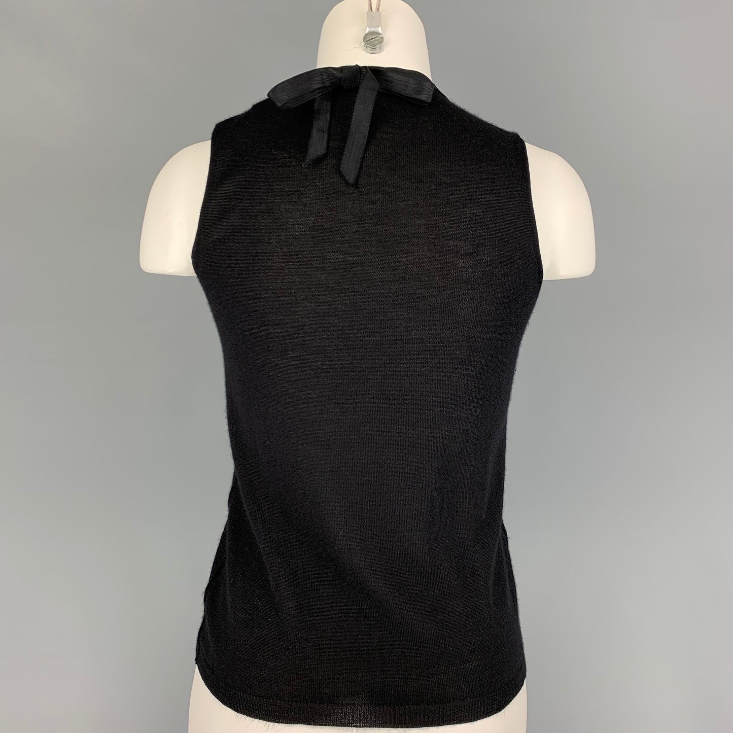 PRADA Size 6 Black Beaded Sleeveless Dress Top