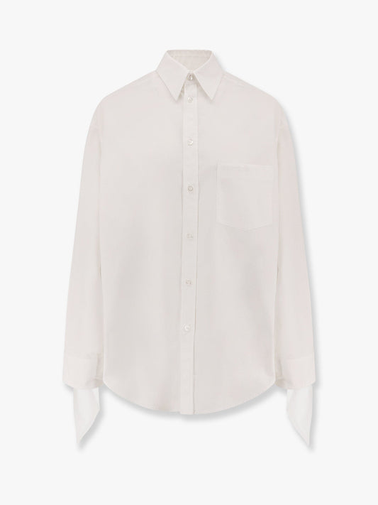 Balenciaga Women Oversize Cotton Shirt With Knotted Details