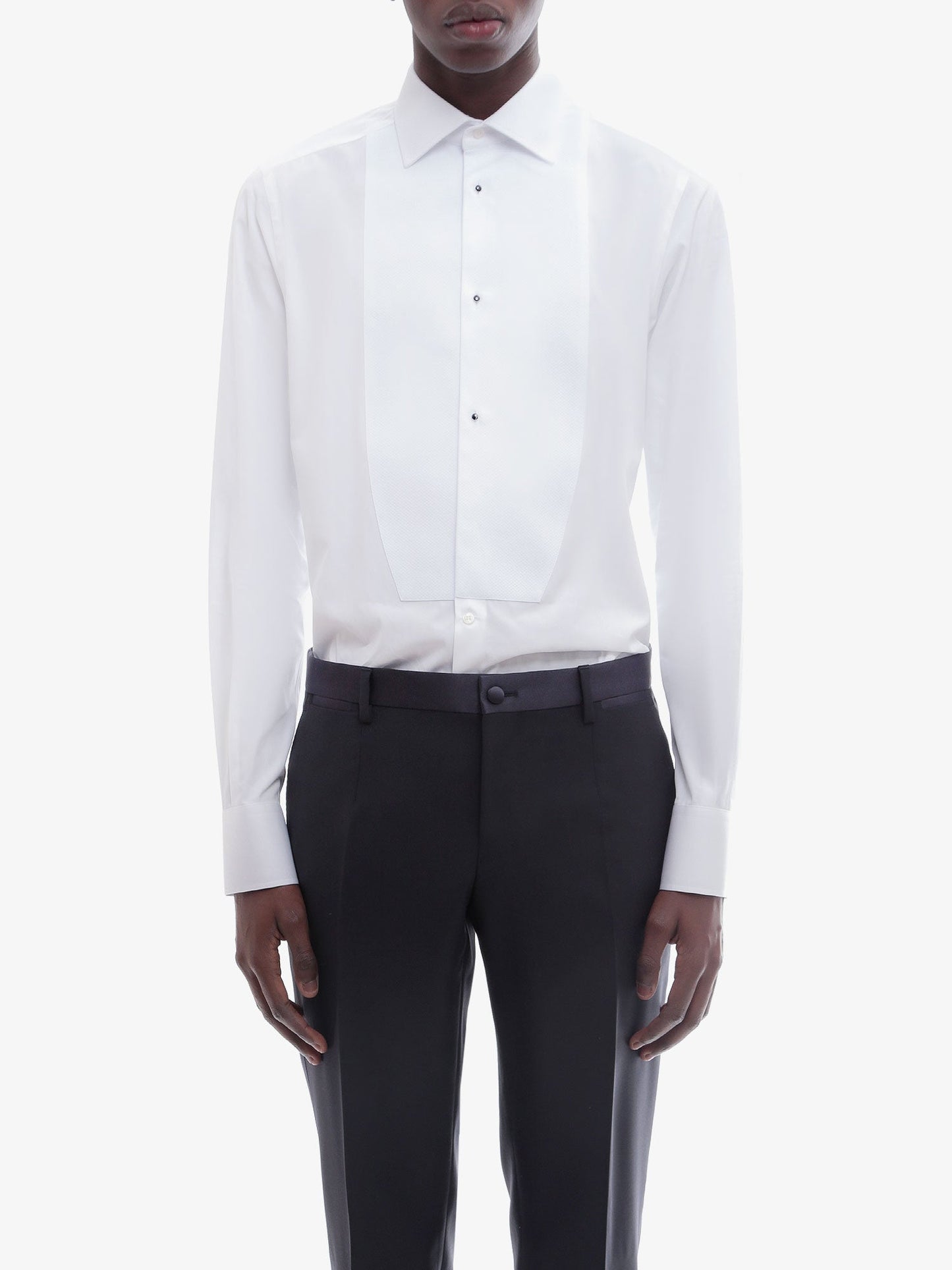 Dolce & Gabbana Men Cotton Shirt With Frontal Plastron