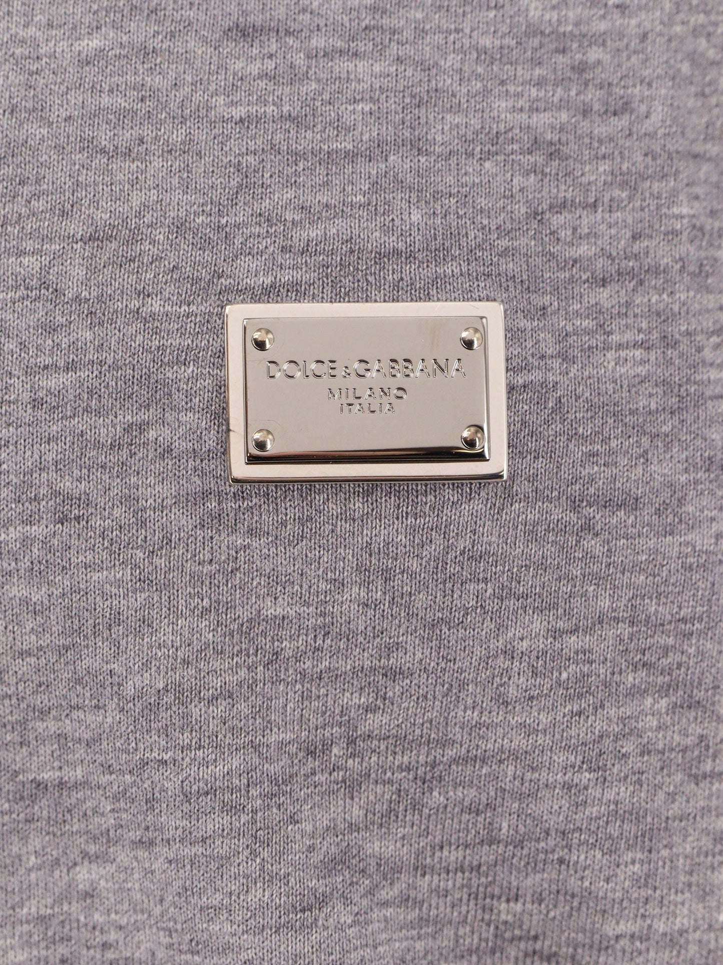 Dolce & Gabbana Men Cotton T-Shirt With Metal Logo Detail