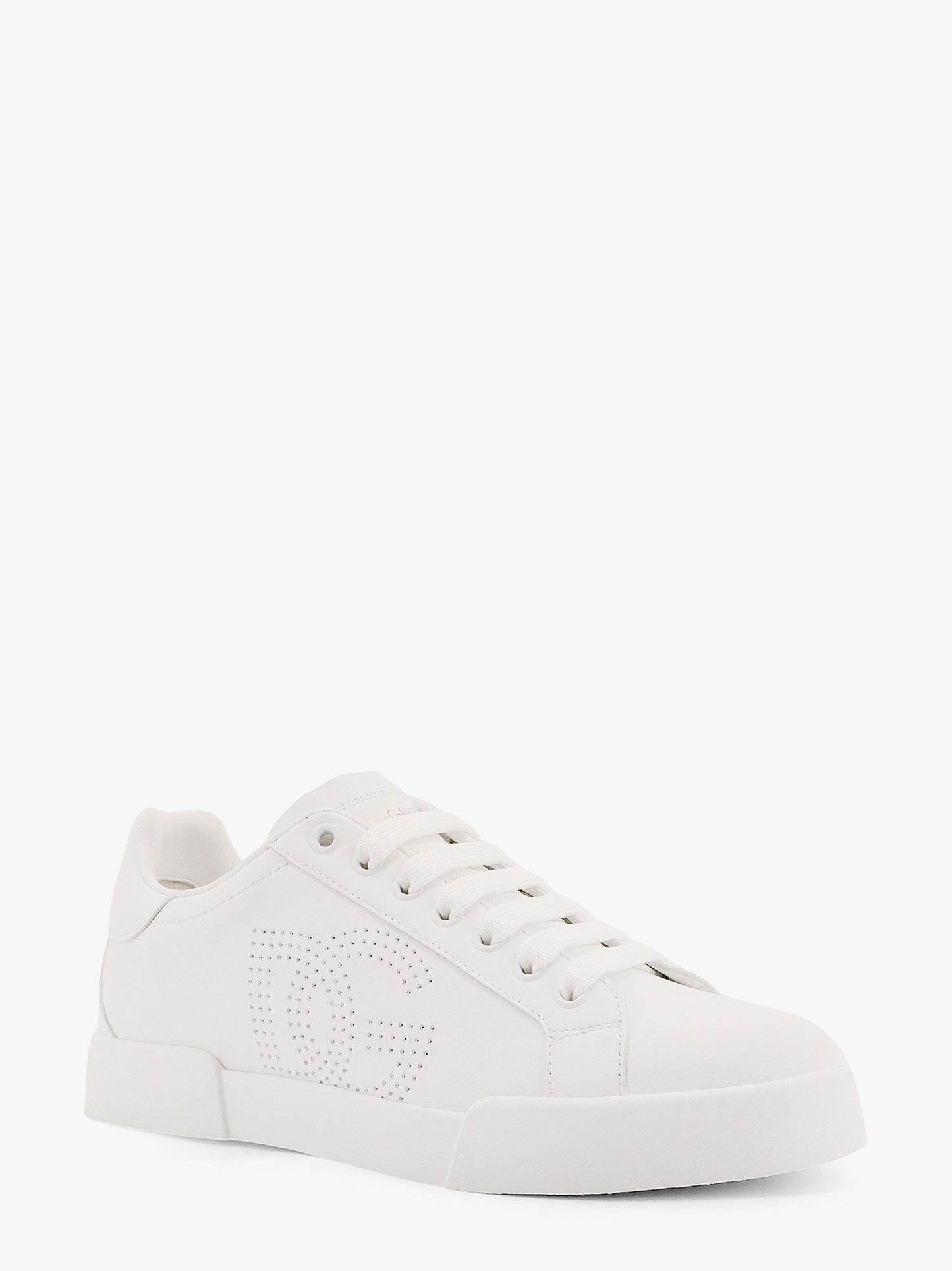Dolce & Gabbana Women Portofino Low-Top Leather Sneakers With Lateral Monogram