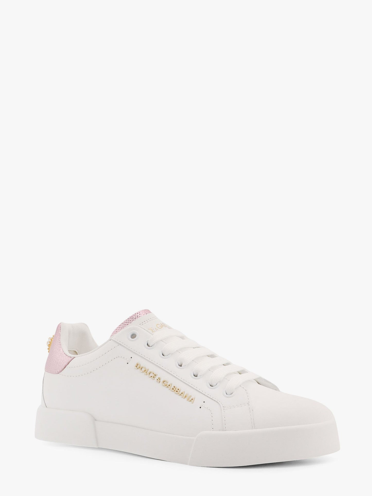 Dolce & Gabbana Women Portofino Leather Low-Top Sneakers With Lateral Lettering Logo