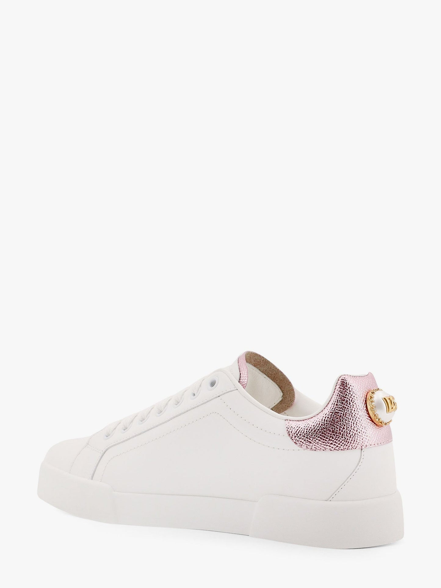Dolce & Gabbana Women Portofino Leather Low-Top Sneakers With Lateral Lettering Logo