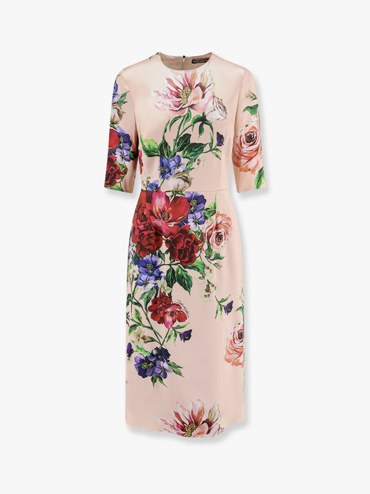 Dolce & Gabbana Women Satin Dress With Iconic Floral Print