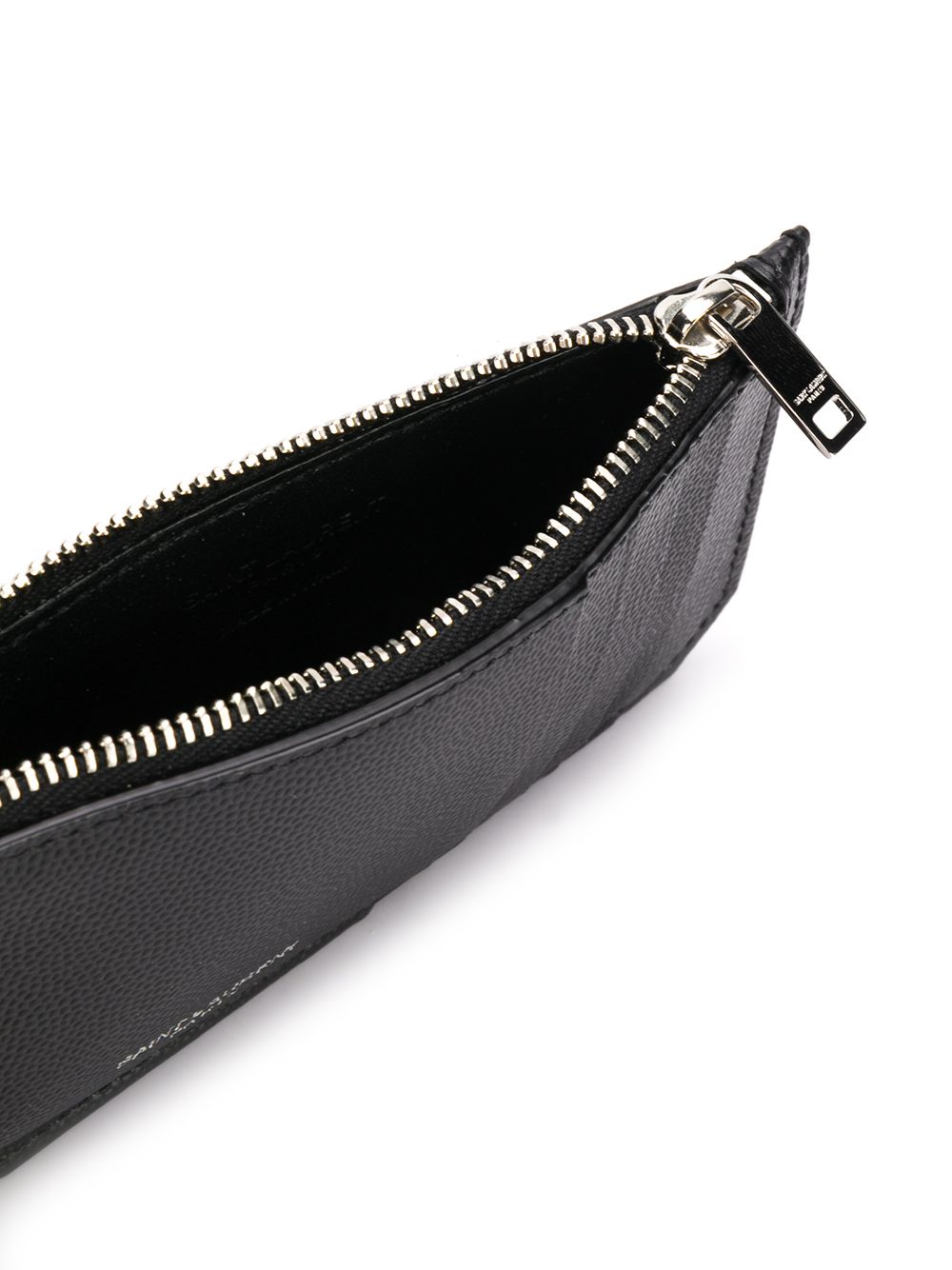 Saint Laurent Men Fragments Zipped Card Case In Grain De Poudre Leather