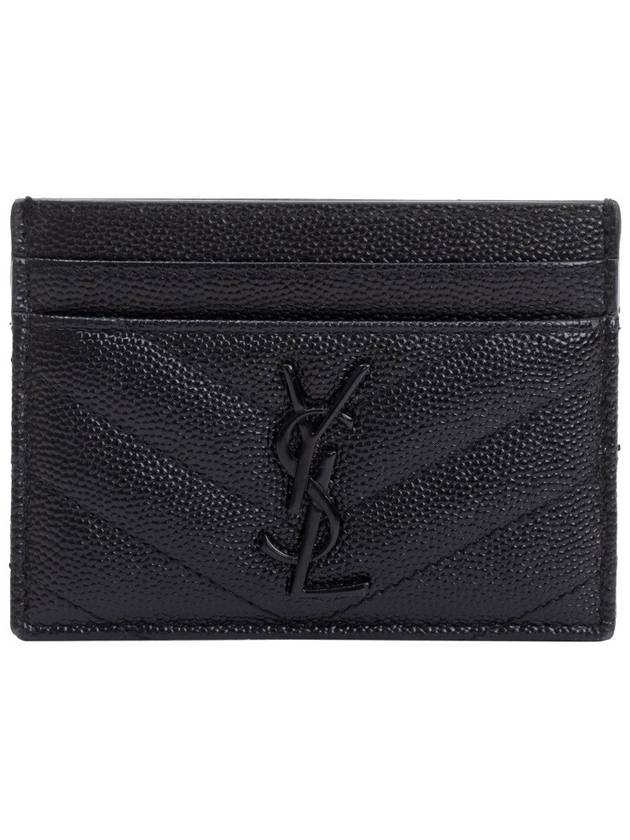 Saint Laurent Grande Poudre Textured Matelasse Leather Card Wallet Black
