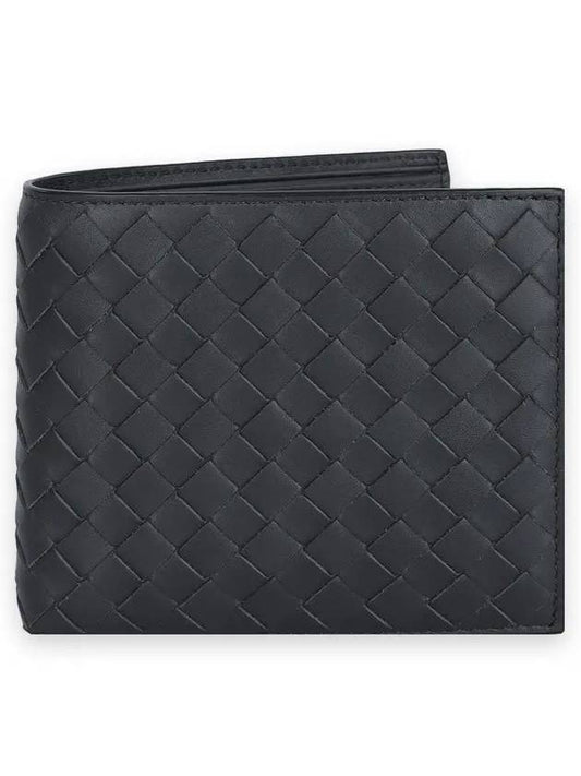 Bottega Veneta Men's Intrecciato Half Wallet Dark Grey