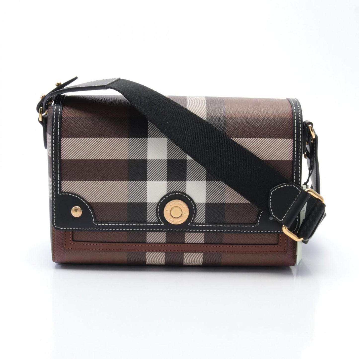 Burberry    Coated Canvas Leather Shoulder Bag ()