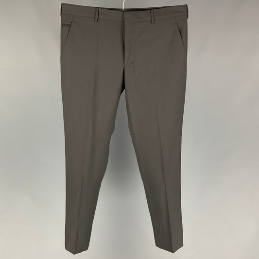 PRADA Size 34 Charcoal Wool Mohair Flat Dress Pants
