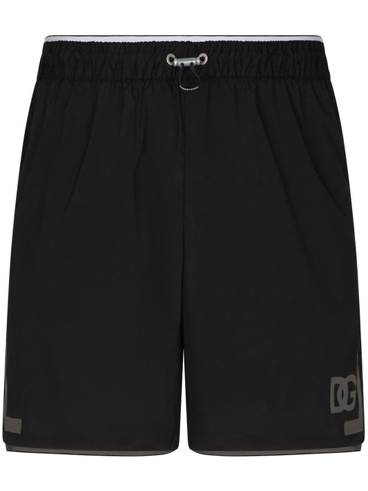 Dolce & Gabbana Men Thigh-Length Monogram-Print Swim Shorts