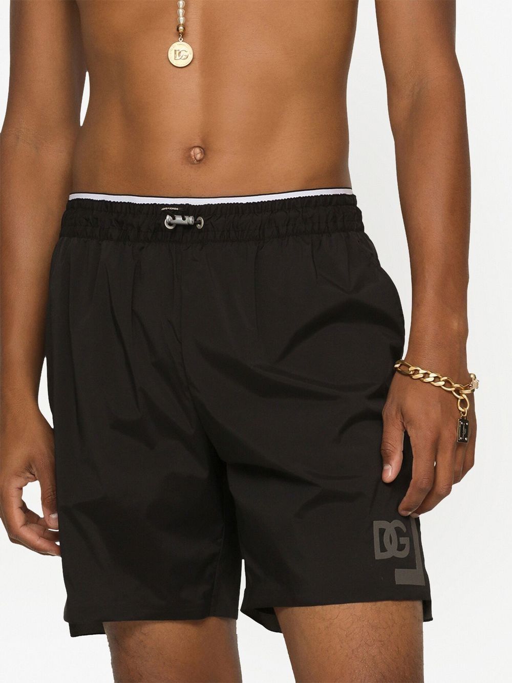 Dolce & Gabbana Men Thigh-Length Monogram-Print Swim Shorts