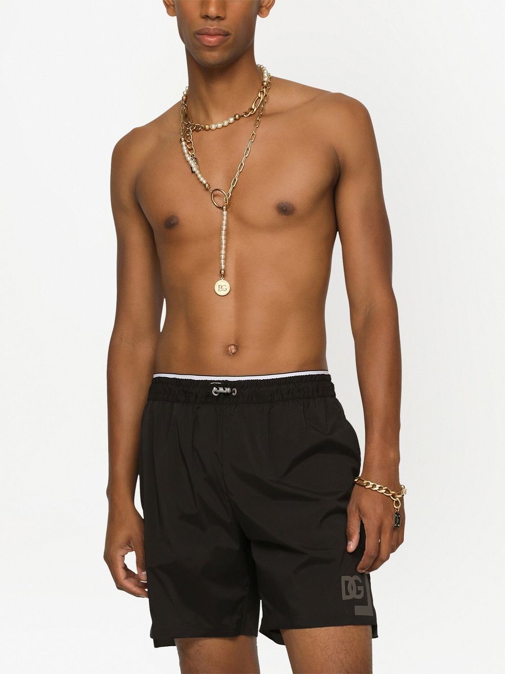 Dolce & Gabbana Men Thigh-Length Monogram-Print Swim Shorts