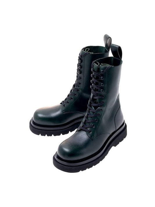 Bottega Veneta Lug Lace-Up Worker Boots Bottle Green