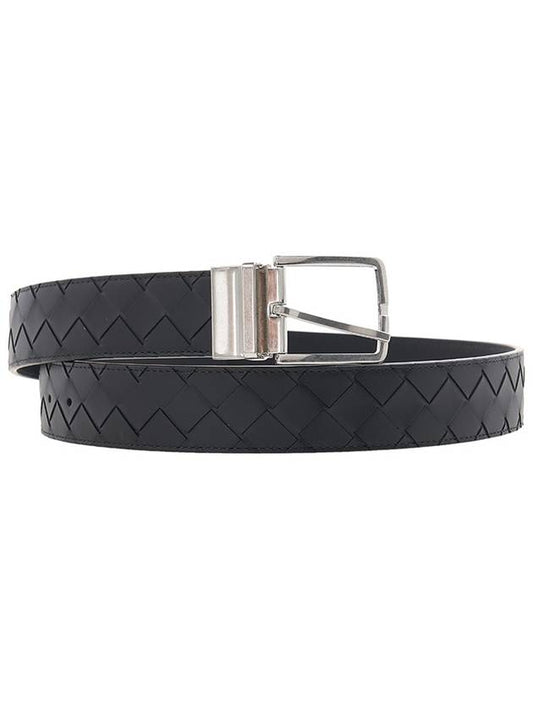 Bottega Veneta Men's Intrecciato Leather Belt Black