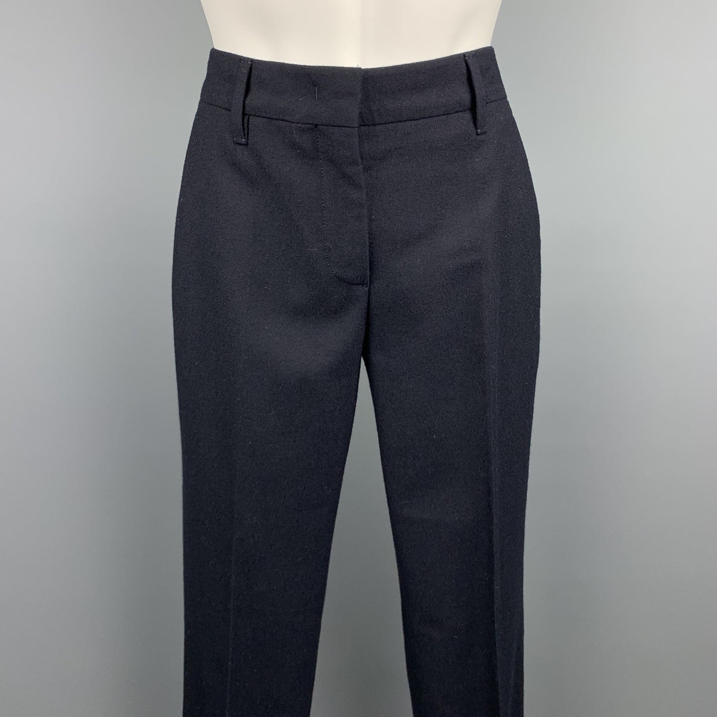 PRADA Size 2 Navy Virgin Wool Dress Pants