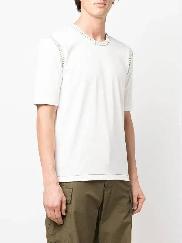 Bottega Veneta Overlock Parakeet Stitch Cotton Short Sleeve T-Shirt White