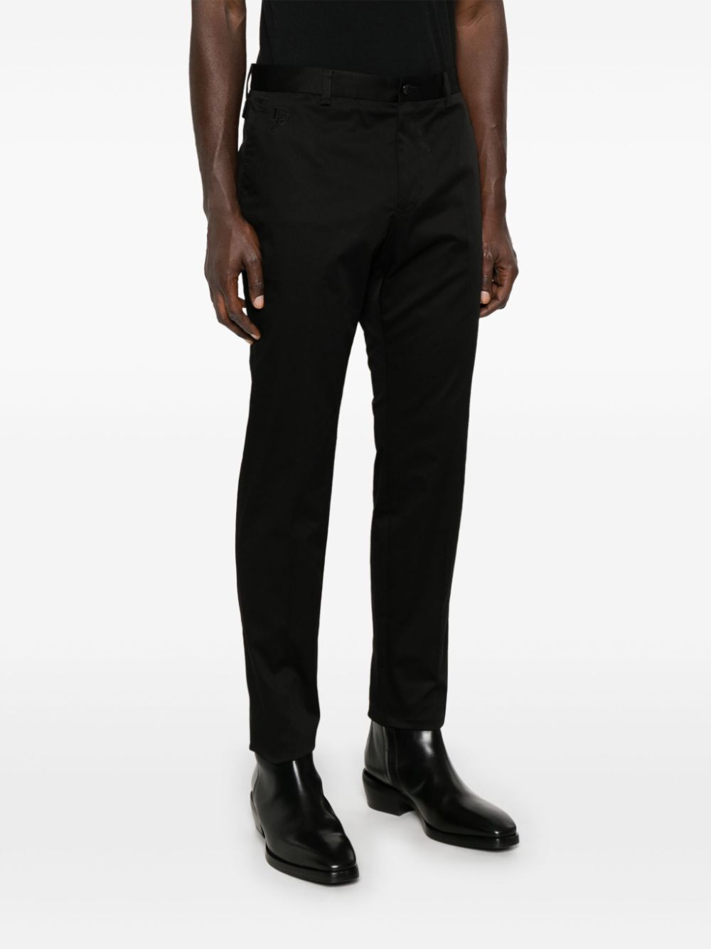 Dolce & Gabbana Men Logo-Embroidered Tapered Leg Cotton Trousers
