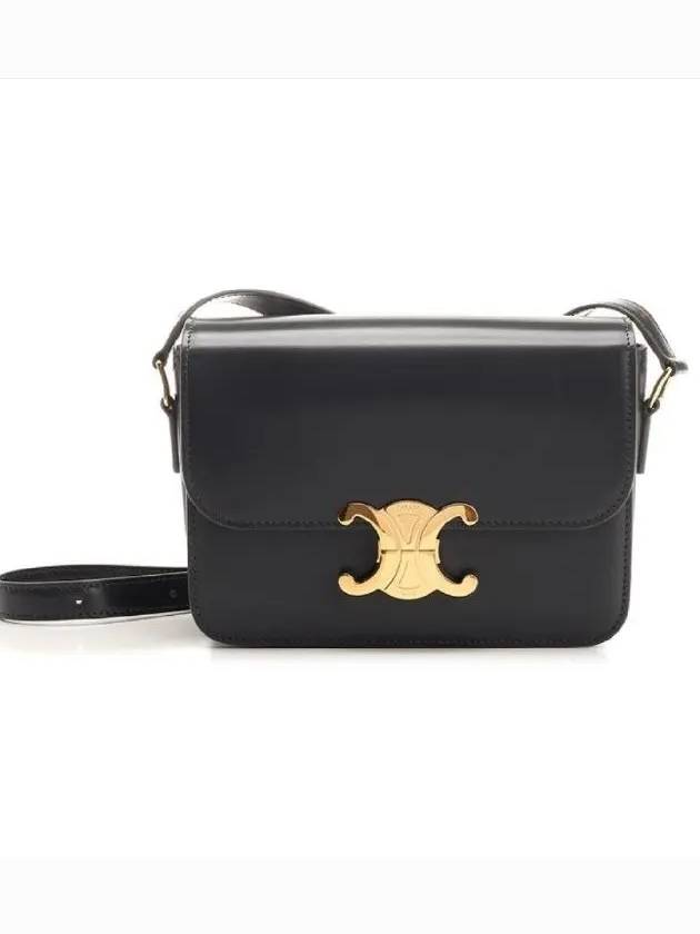 CELINE Teen Triomphe Shiny Calfskin Cross Bag Slate Grey
