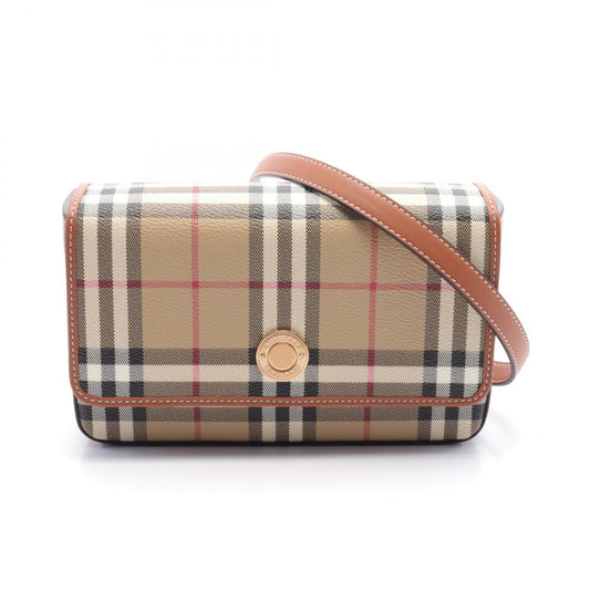 Burberry    Coated Canvas Pvc Leather Shoulder Bag ()