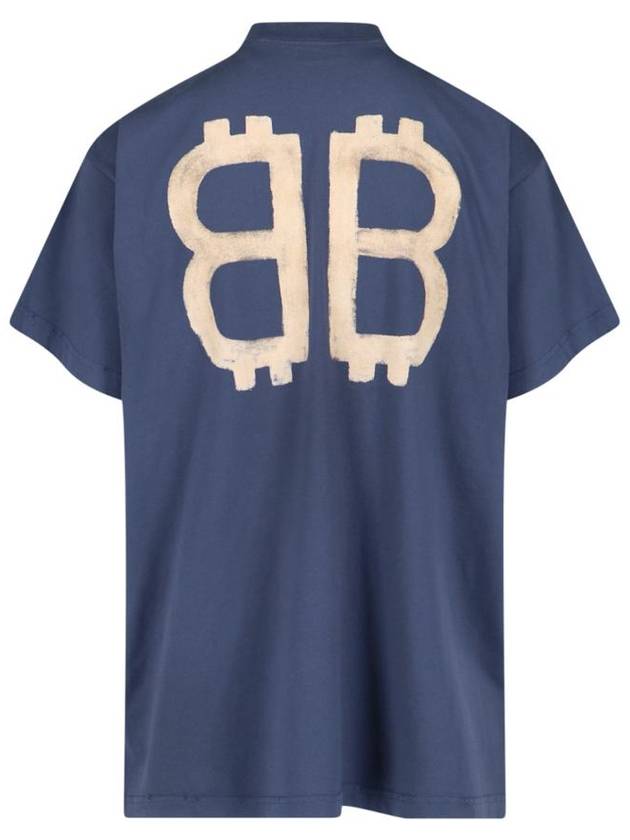 Balenciaga Logo Print Short Sleeve T-Shirt Blue