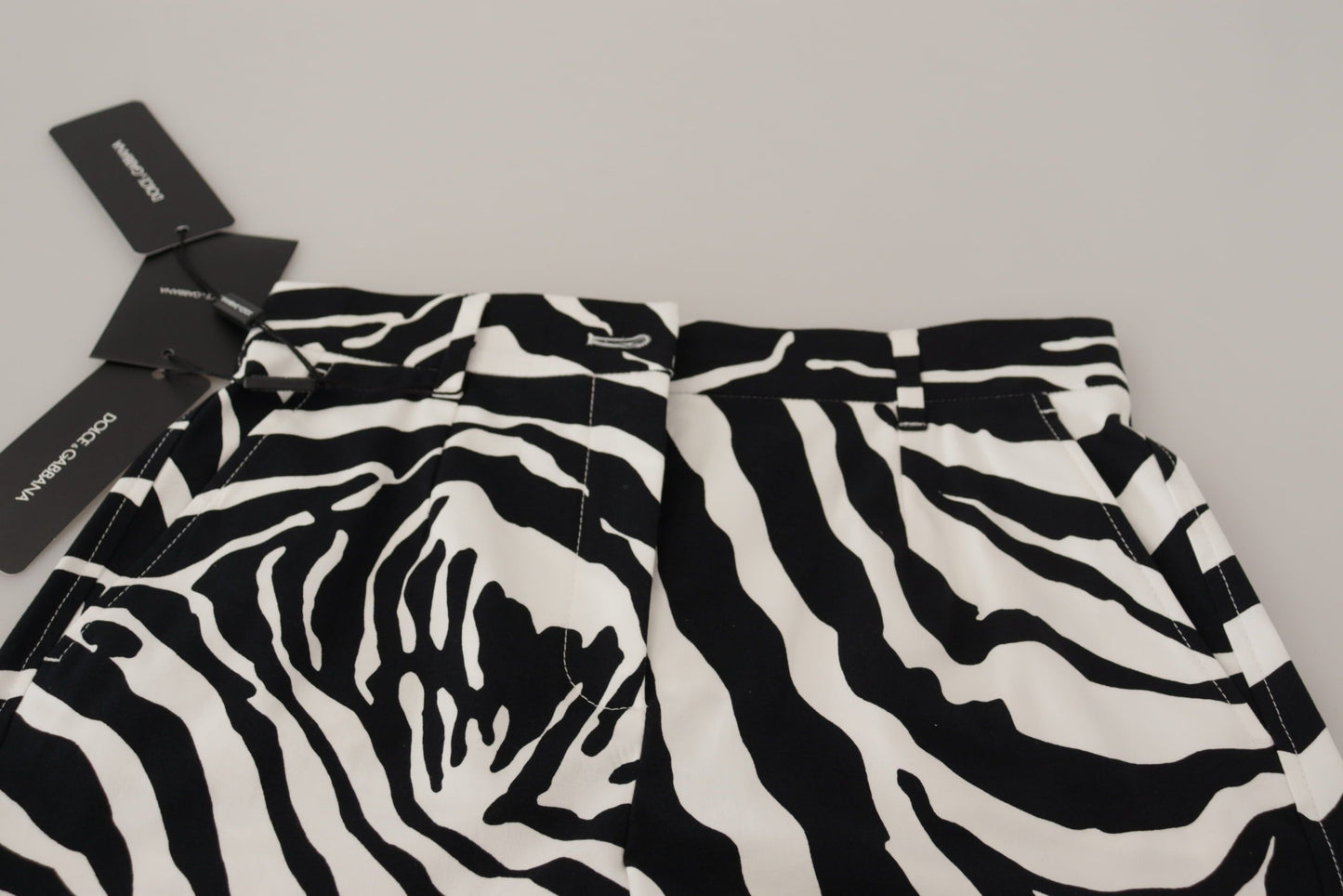 Dolce & Gabbana Black White Cotton Stretch Hot Pants Women's Shorts