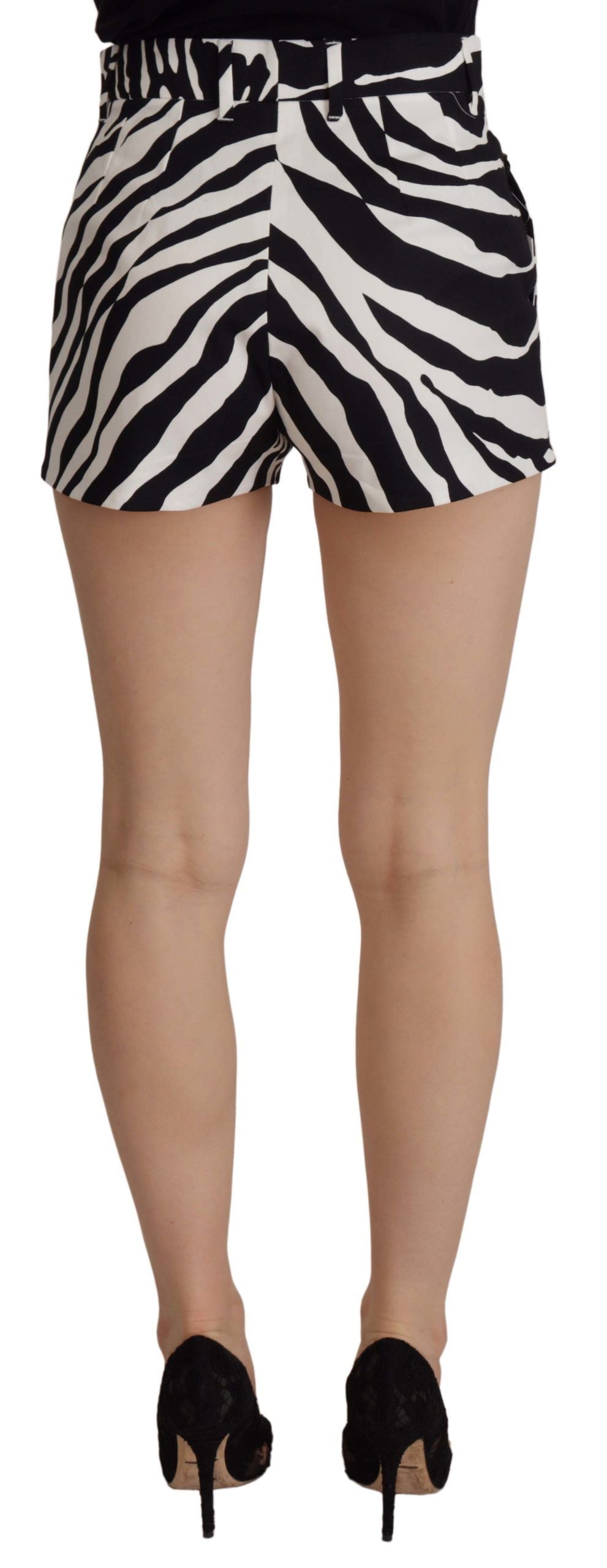 Dolce & Gabbana Black White Cotton Stretch Hot Pants Women's Shorts