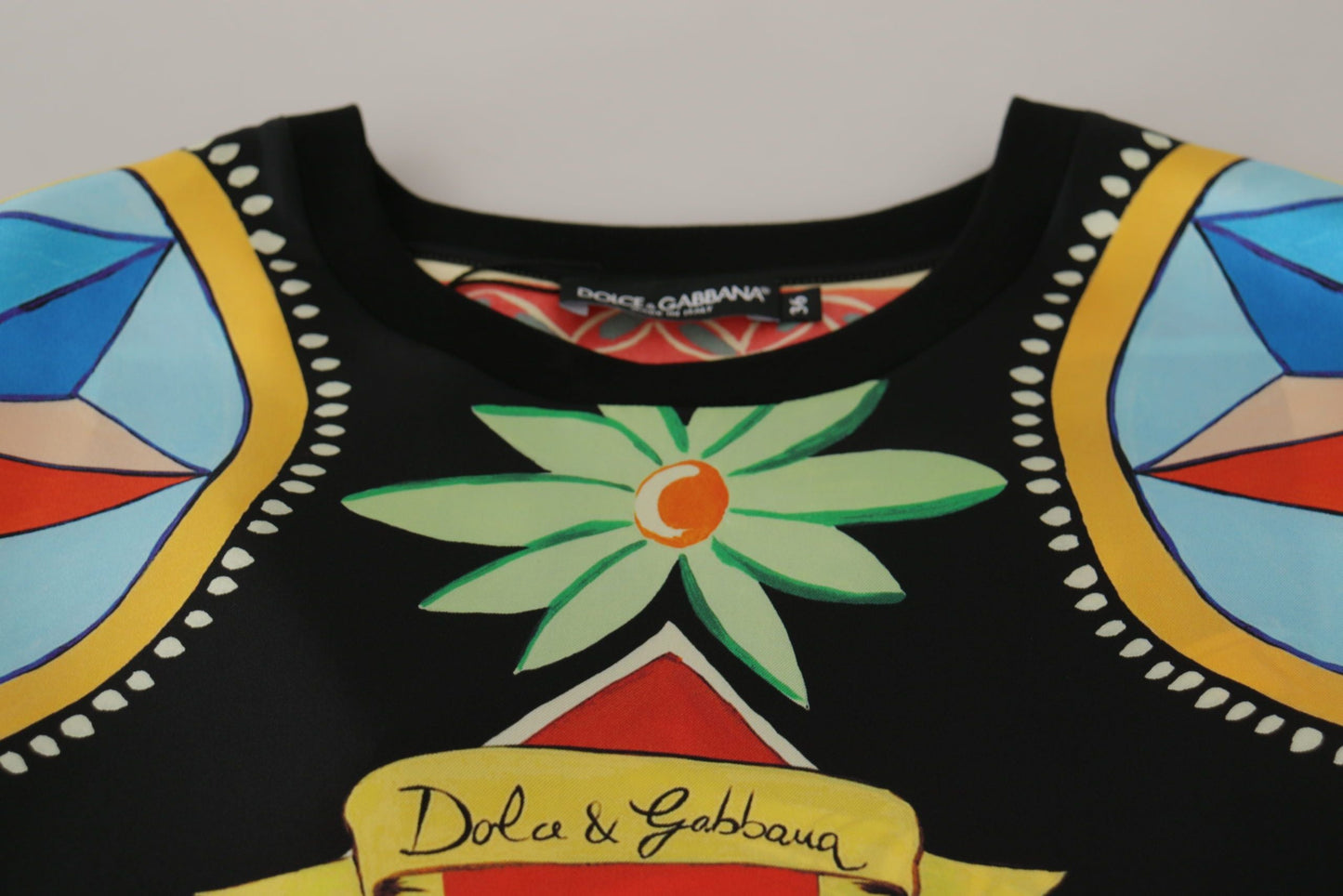 Dolce & Gabbana Multicolor Soldier Carretto Silk Top  Women's T-shirt
