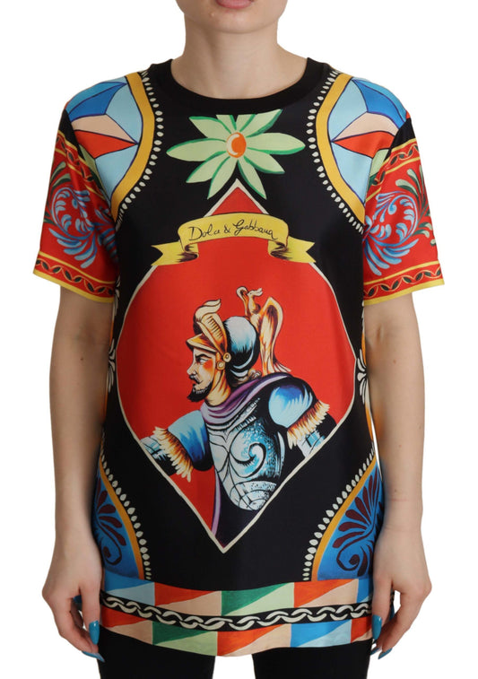 Dolce & Gabbana Multicolor Soldier Carretto Silk Top  Women's T-shirt