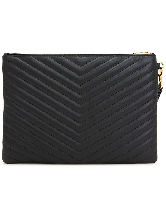 Saint Laurent Gold Monogram Matelasse Clutch Bag Black