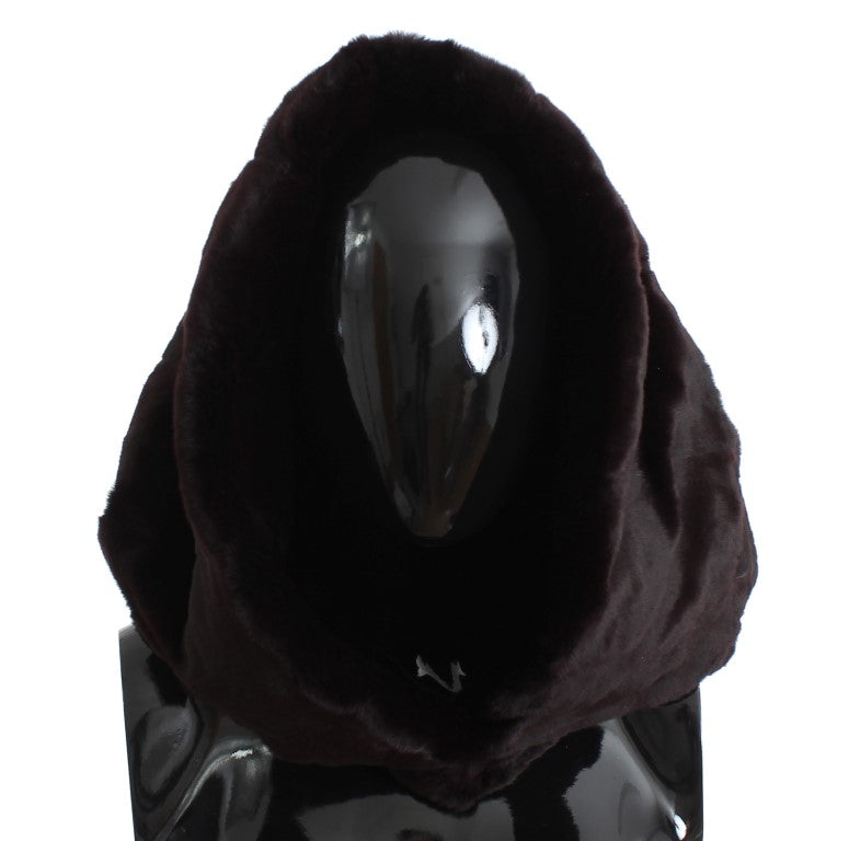 Dolce & Gabbana Purple Weasel Fur Crochet Hood Scarf Women's Hat