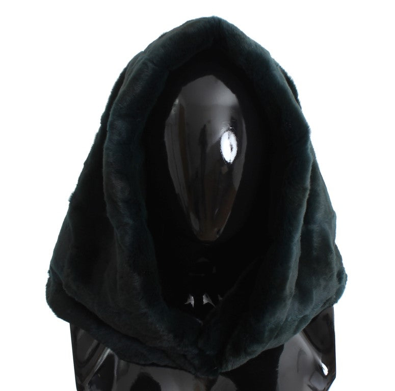 Dolce & Gabbana Green Weasel Fur Crochet Hood Scarf Women's Hat