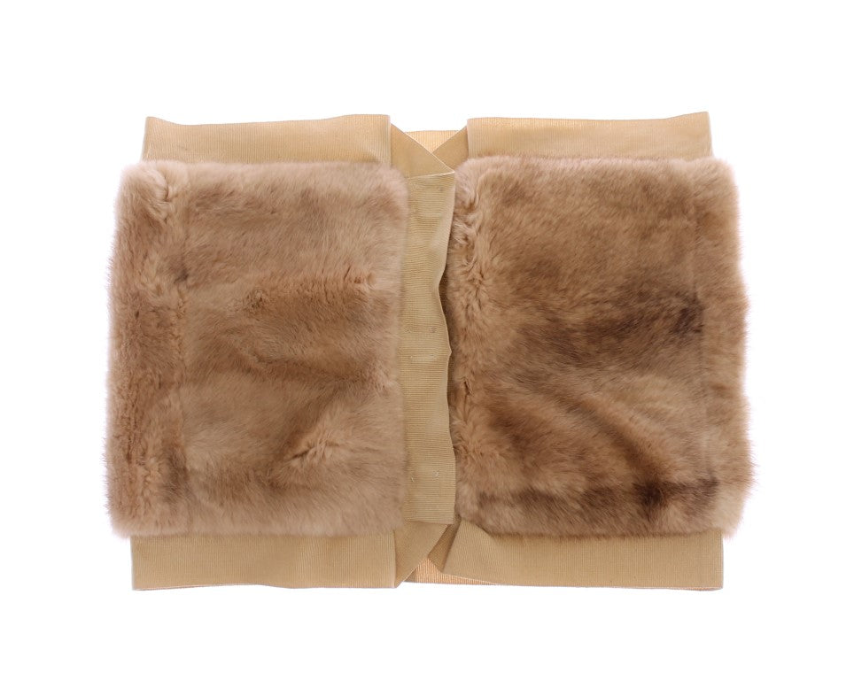 Dolce & Gabbana Beige MINK Fur Scarf Foulard Neck Women's Wrap