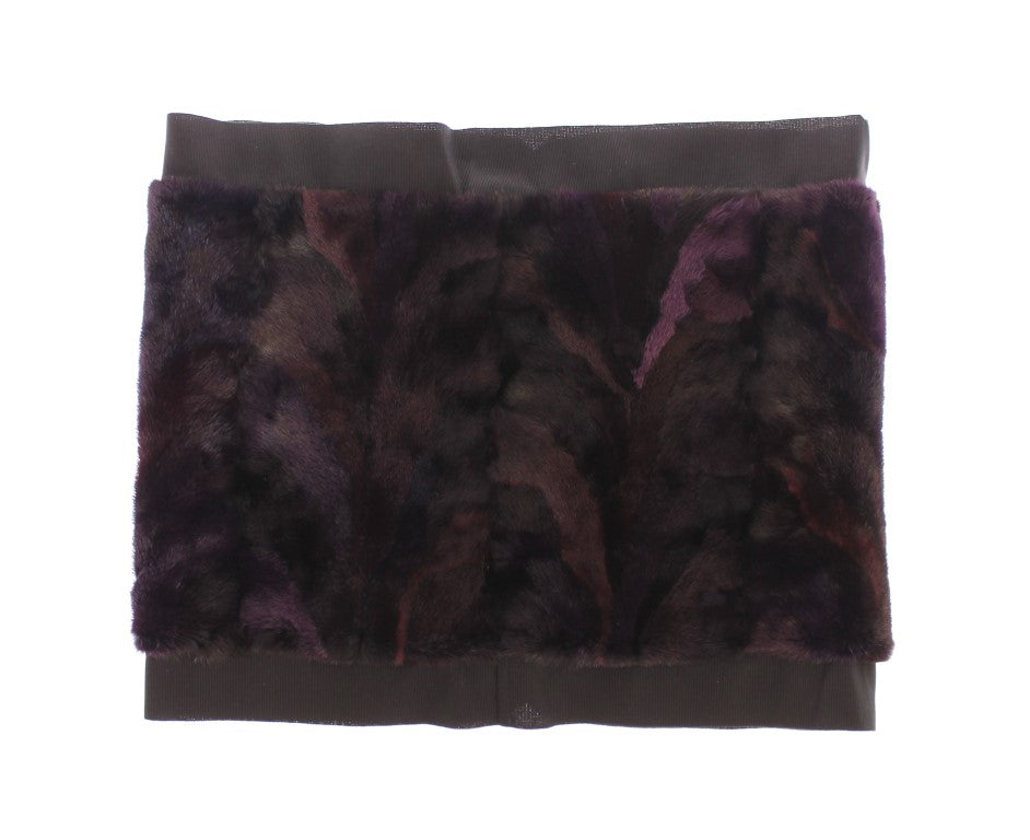 Dolce & Gabbana Purple MINK Fur Scarf Foulard Neck Women's Wrap