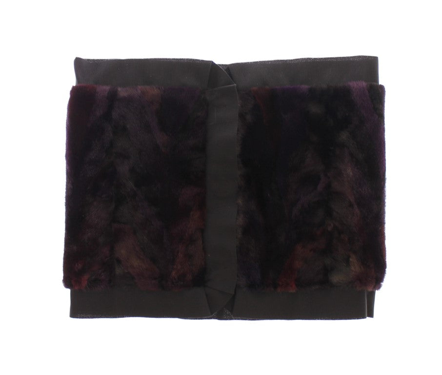 Dolce & Gabbana Purple MINK Fur Scarf Foulard Neck Women's Wrap