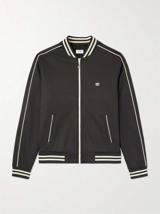 CELINE Triomphe Embroidered Track Jacket Dark Grey