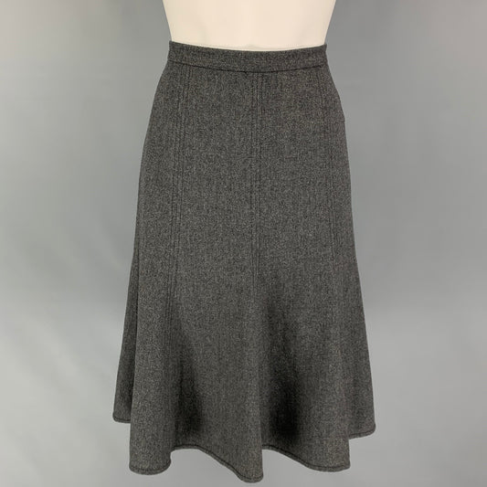 DOLCE & GABBANA Size 4 Grey Wool Blend Herringbone Tulip Below Knee Skirt