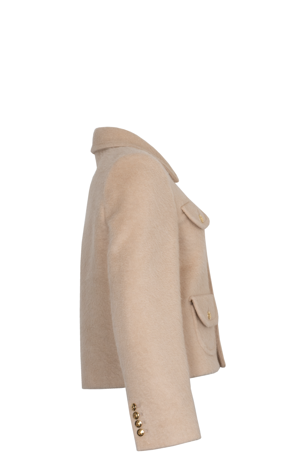 CELINE Patch Pocket Camel Hair Jacket Beige