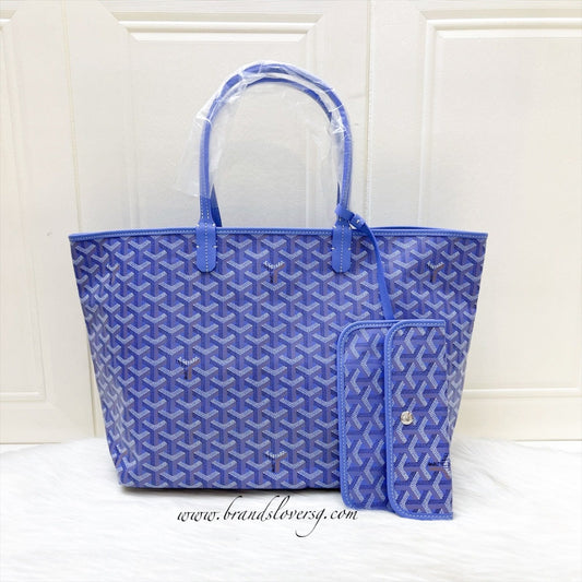 Goyard 2025 Limited Edition Saint Louis PM Tote in Reversible Iris Goyardine Canvas and Floral Cotton / Linen Interior