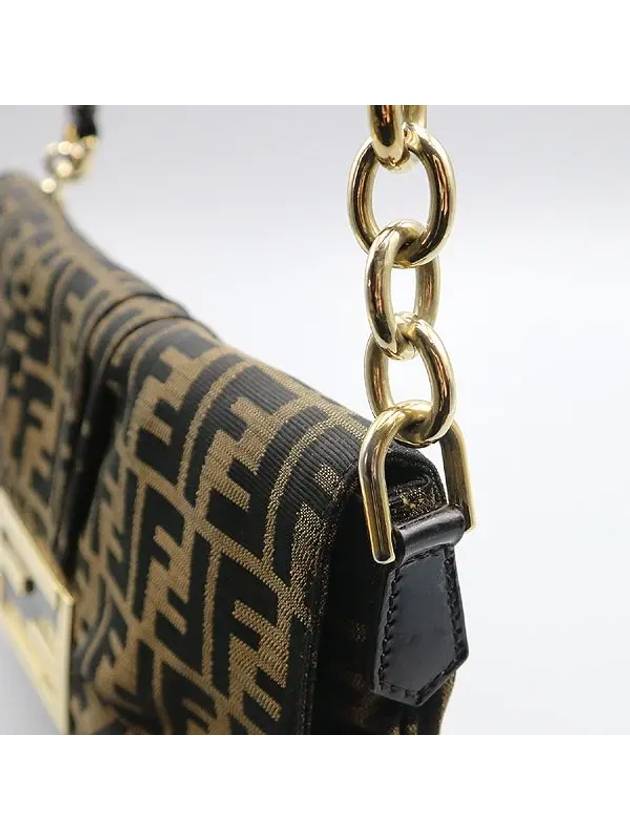 Fendi 8BT163 Gold logo decoration FF brown Jagard Juca shoulder bag