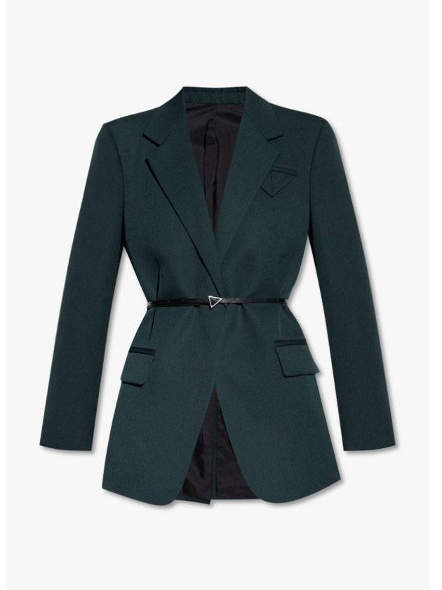 Bottega Veneta Belted Wool Blazer Jacket Green